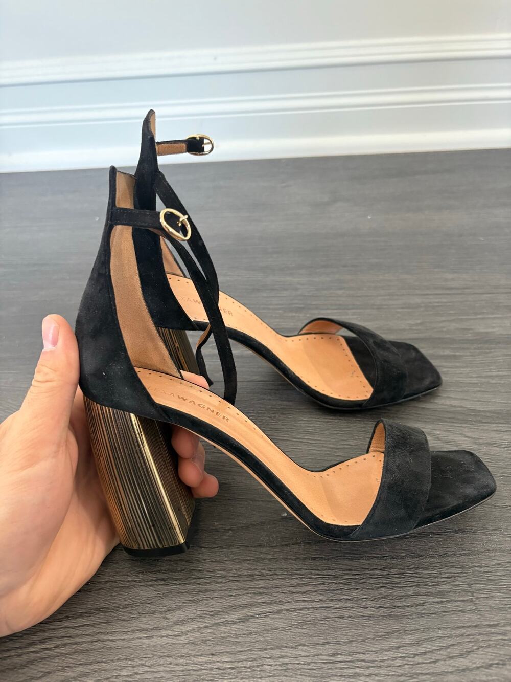 Alexa Wagner Suede Black Heels Size 37.5
